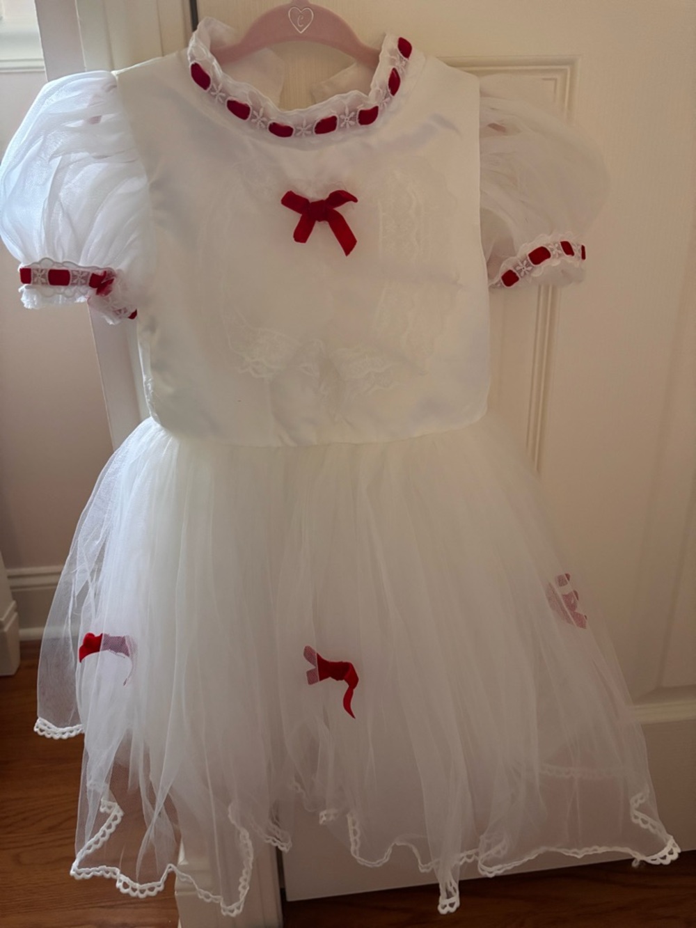 Trish Scully Mary Poppins Costume Dress White and Red Tulle Princess Kids